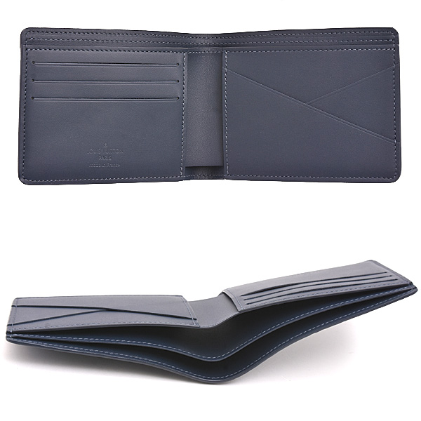 ルイヴィトン 財布 メンズ モノグラムシャドウ ポルトフォイユミュルティプル 二つ折り カーフ ネイビーブルー Louis Vuitton M83379 中古