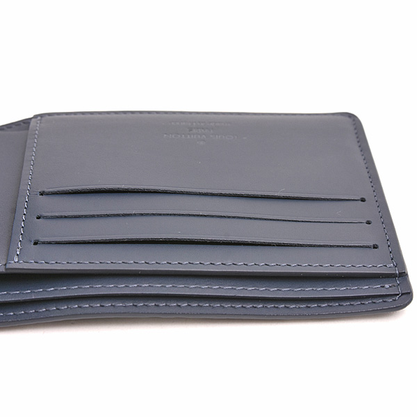 ルイヴィトン 財布 メンズ モノグラムシャドウ ポルトフォイユミュルティプル 二つ折り カーフ ネイビーブルー Louis Vuitton M83379 中古