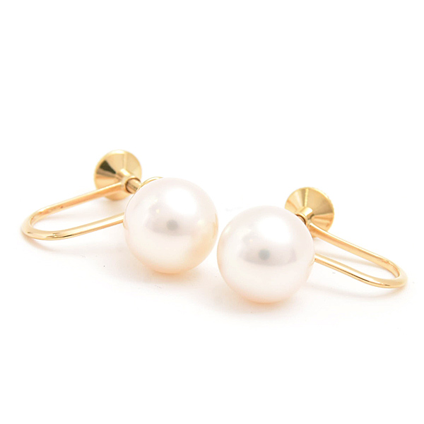 ミキモト イヤリング レディース 1Pパール 7.6mm珠 イエローゴールド MIKIMOTO K18 中古