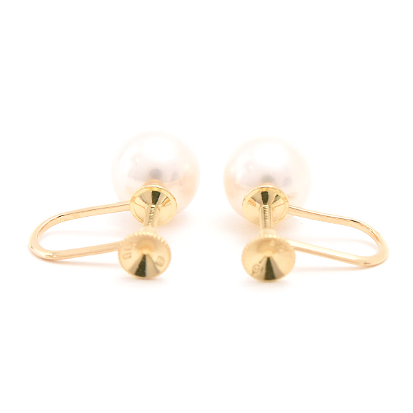 ミキモト イヤリング レディース 1Pパール 7.6mm珠 イエローゴールド MIKIMOTO K18 中古