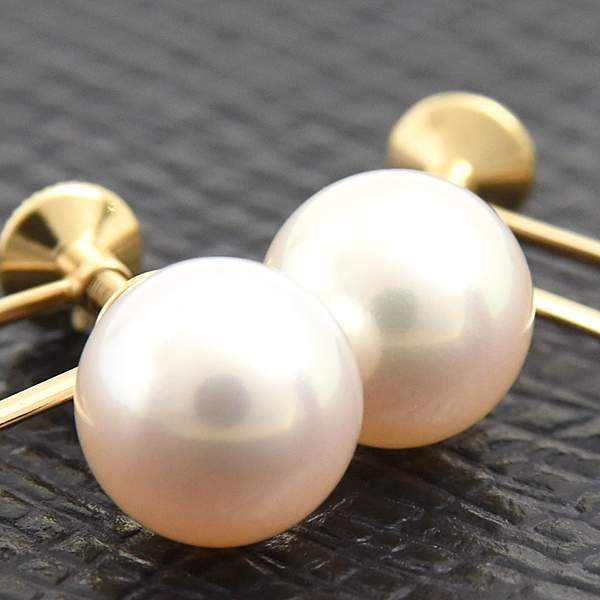 ミキモト イヤリング レディース 1Pパール 7.6mm珠 イエローゴールド MIKIMOTO K18 中古
