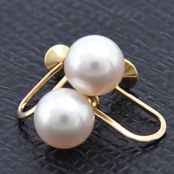 ミキモト イヤリング レディース 1Pパール 7.6mm珠 イエローゴールド MIKIMOTO K18 中古