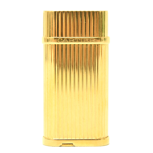 カルティエ ライター ゴドロン ガスライター ストライプ ゴールド メンテナンス済み Cartier 中古