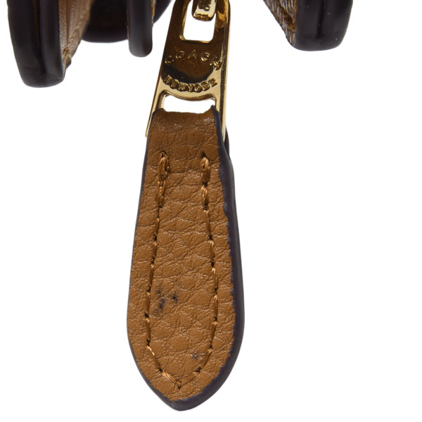 コーチ 財布 レディー スヌーピー コンパクト 2つ折り財布 PEANUTS コラボ レザー ホワイト×ブラウン COACH 中古