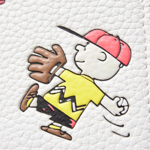 コーチ 財布 レディー スヌーピー コンパクト 2つ折り財布 PEANUTS コラボ レザー ホワイト×ブラウン COACH 中古