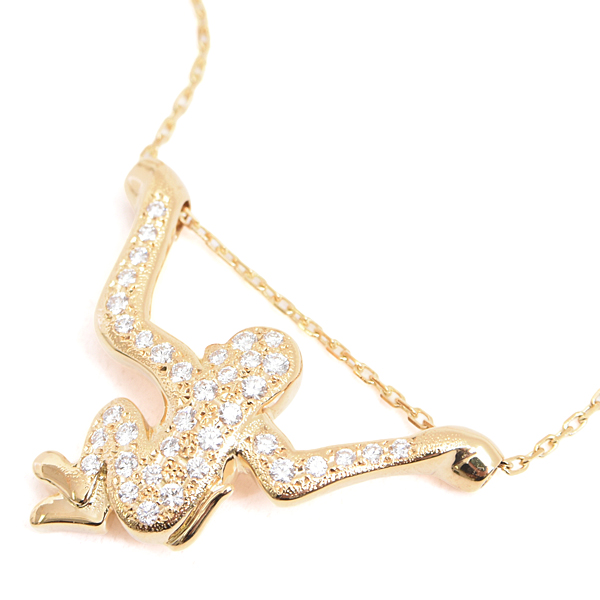ミキモト ネックレス レディース モンキーモチーフ ダイヤ×パール ネックレス D0.40ct ゴールド MIKIMOTO K18 中古