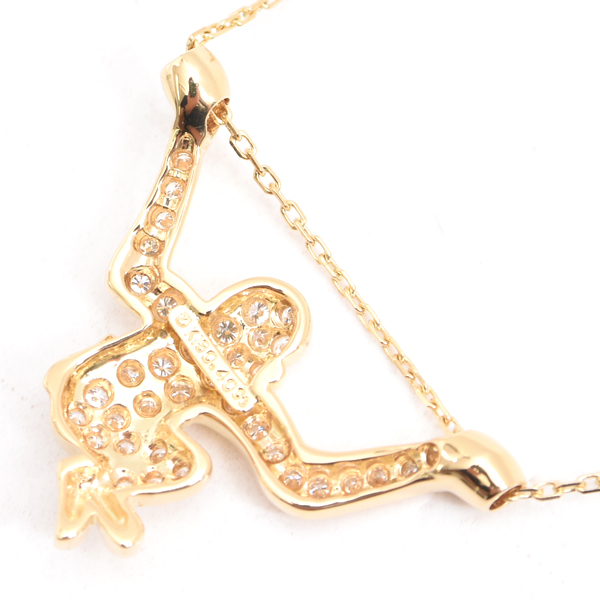 ミキモト ネックレス レディース モンキーモチーフ ダイヤ×パール ネックレス D0.40ct ゴールド MIKIMOTO K18 中古