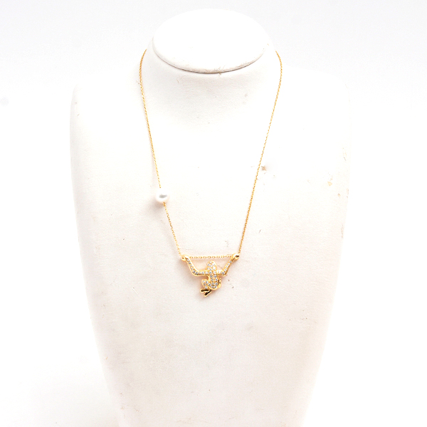 ミキモト ネックレス レディース モンキーモチーフ ダイヤ×パール ネックレス D0.40ct ゴールド MIKIMOTO K18 中古