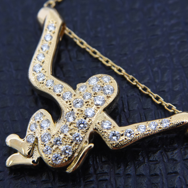 ミキモト ネックレス レディース モンキーモチーフ ダイヤ×パール ネックレス D0.40ct ゴールド MIKIMOTO K18 中古
