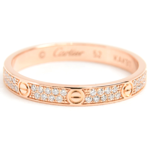 カルティエ 指輪 レディース ミニラブ フルパヴェダイヤ リング 52号 ピンクゴールド Cartier 750PG 中古