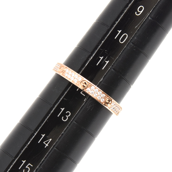 カルティエ 指輪 レディース ミニラブ フルパヴェダイヤ リング 52号 ピンクゴールド Cartier 750PG 中古