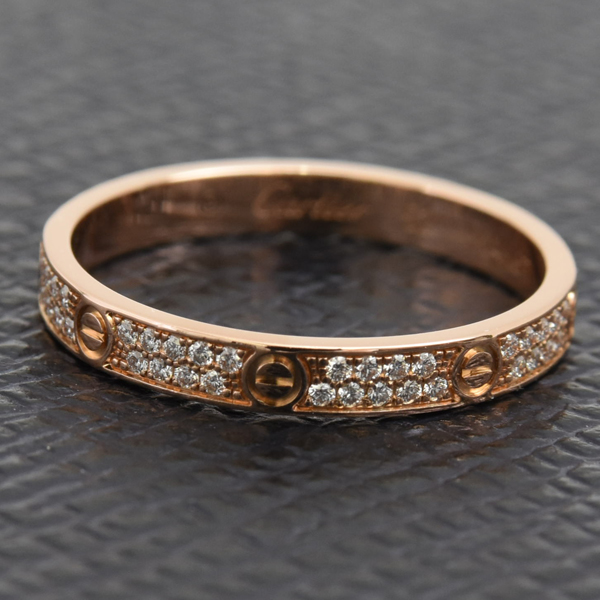 カルティエ 指輪 レディース ミニラブ フルパヴェダイヤ リング 52号 ピンクゴールド Cartier 750PG 中古