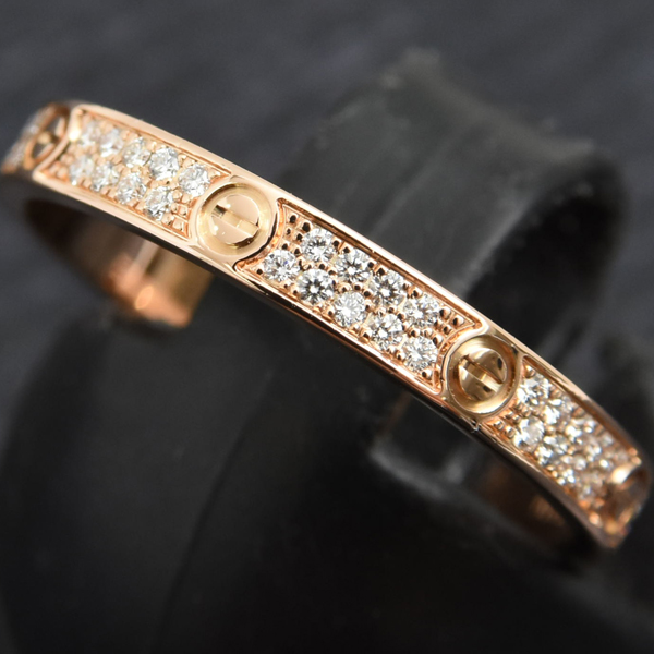 カルティエ 指輪 レディース ミニラブ フルパヴェダイヤ リング 52号 ピンクゴールド Cartier 750PG 中古