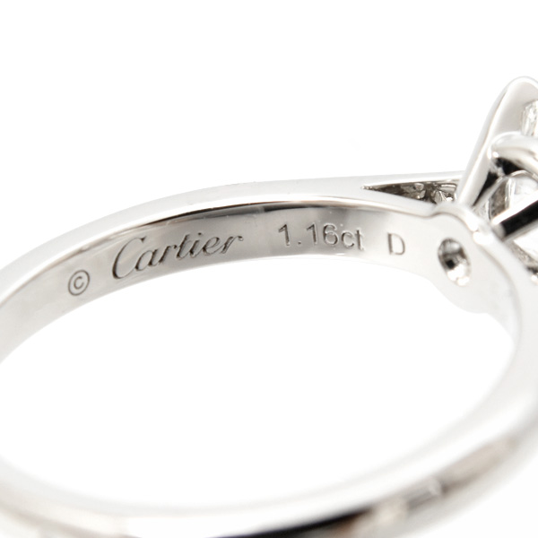 カルティエ 指輪 レディース ソリテール ダイヤモンド リング 立爪 D1.16ct G-VVS1-EX 50号 プラチナ Cartier PT950 中古