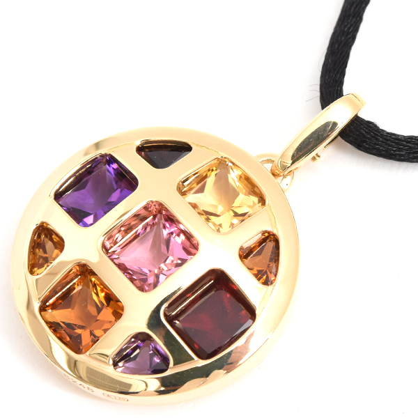 カルティエ ネックレス ユニセックス パシャグリッド マルチカラーストーン ネックレス 保証書付 イエローゴールド Cartier 750YG 中古