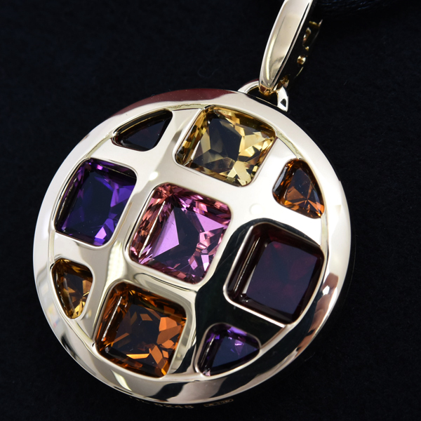 カルティエ ネックレス ユニセックス パシャグリッド マルチカラーストーン ネックレス 保証書付 イエローゴールド Cartier 750YG 中古