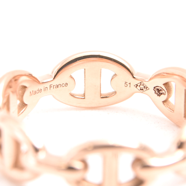 エルメス 指輪 レディース シェーヌダンクル アンシェネPM リング 51号 ピンクゴールド HERMES 750PG 中古