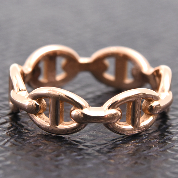 エルメス 指輪 レディース シェーヌダンクル アンシェネPM リング 51号 ピンクゴールド HERMES 750PG 中古