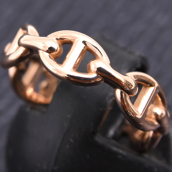 エルメス 指輪 レディース シェーヌダンクル アンシェネPM リング 51号 ピンクゴールド HERMES 750PG 中古