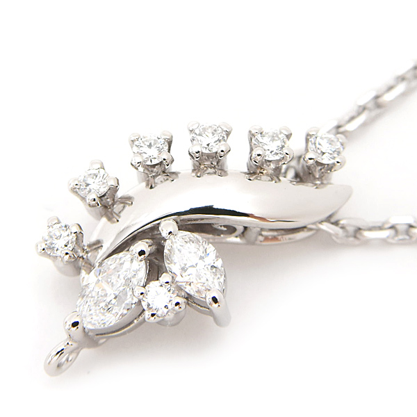 ミキモト ネックレス レディース ダイヤ リーフデザイン ペンダント D0.32ct プラチナ MIKIMOTO PT900 中古