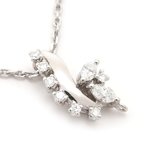 ミキモト ネックレス レディース ダイヤ リーフデザイン ペンダント D0.32ct プラチナ MIKIMOTO PT900 中古