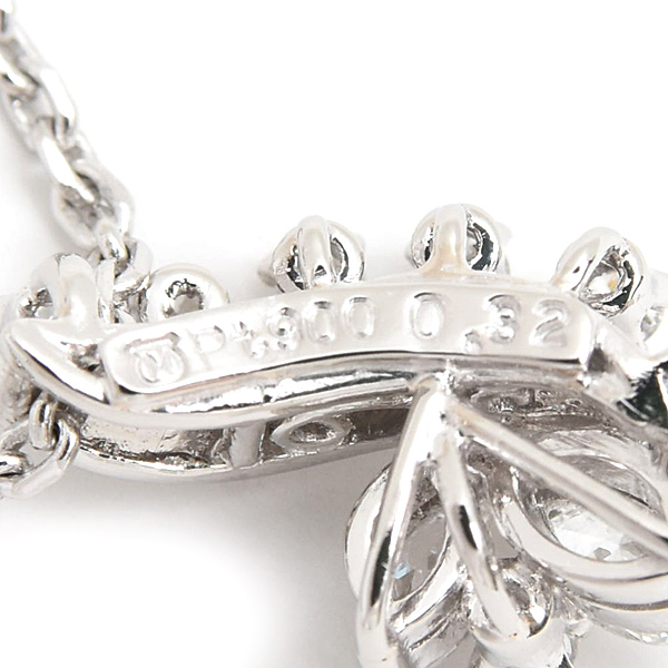ミキモト ネックレス レディース ダイヤ リーフデザイン ペンダント D0.32ct プラチナ MIKIMOTO PT900 中古
