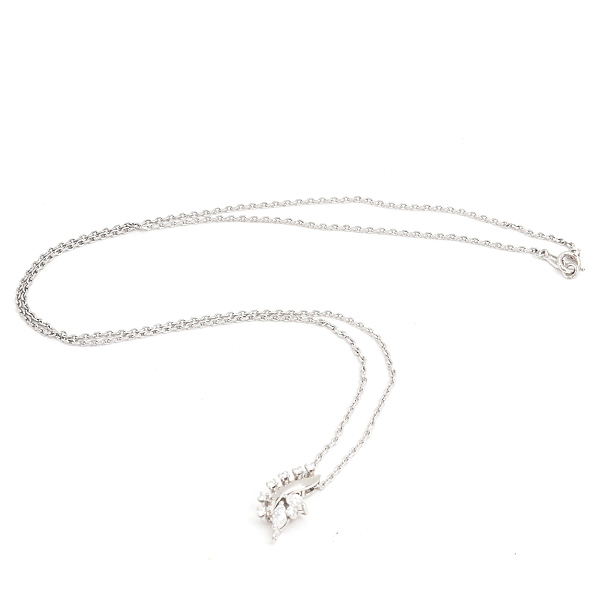 ミキモト ネックレス レディース ダイヤ リーフデザイン ペンダント D0.32ct プラチナ MIKIMOTO PT900 中古