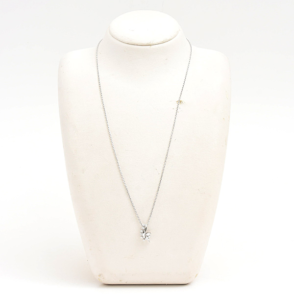 ミキモト ネックレス レディース ダイヤ リーフデザイン ペンダント D0.32ct プラチナ MIKIMOTO PT900 中古