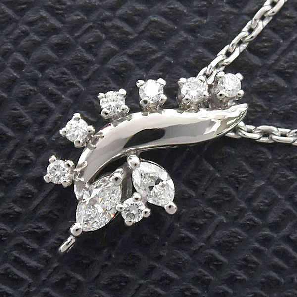 ミキモト ネックレス レディース ダイヤ リーフデザイン ペンダント D0.32ct プラチナ MIKIMOTO PT900 中古