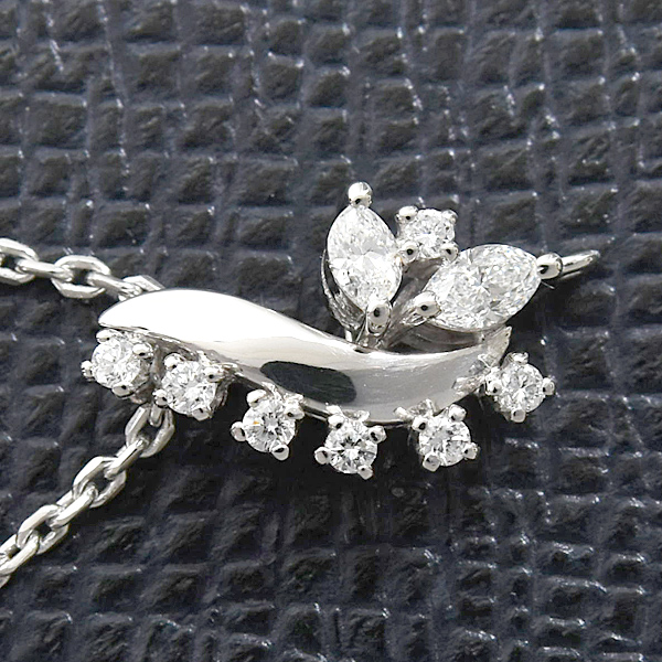 ミキモト ネックレス レディース ダイヤ リーフデザイン ペンダント D0.32ct プラチナ MIKIMOTO PT900 中古