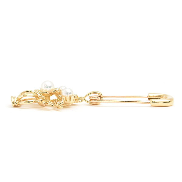 ミキモト ペンダント レディース 3Pパール ダイヤ フラワーモチーフ 3WAY ブローチ 3.0mm～4.0mm珠 イエローゴールド MIKIMOTO K18 中古