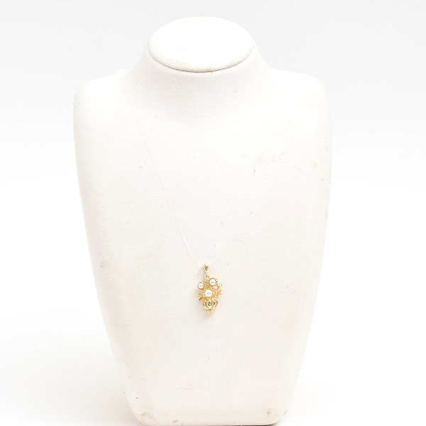 ミキモト ペンダント レディース 3Pパール ダイヤ フラワーモチーフ 3WAY ブローチ 3.0mm～4.0mm珠 イエローゴールド MIKIMOTO K18 中古