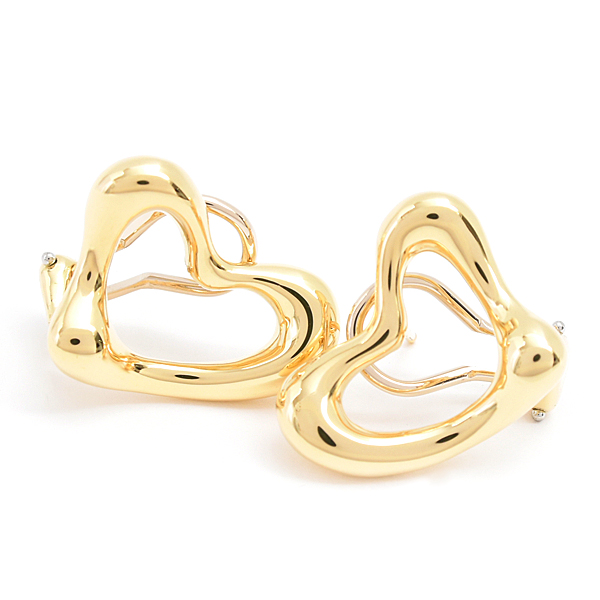 ティファニー ピアス レディース オープンハート エルサペレッティ イエローゴールド 750YG TIFFANY 中古