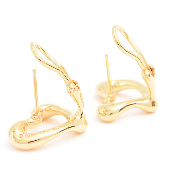 ティファニー ピアス レディース オープンハート エルサペレッティ イエローゴールド 750YG TIFFANY 中古