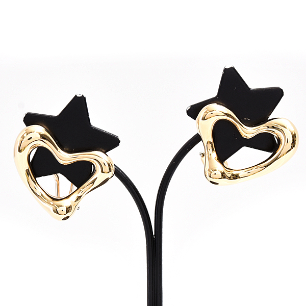 ティファニー ピアス レディース オープンハート エルサペレッティ イエローゴールド 750YG TIFFANY 中古