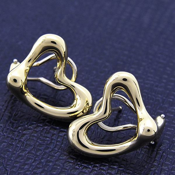 ティファニー ピアス レディース オープンハート エルサペレッティ イエローゴールド 750YG TIFFANY 中古