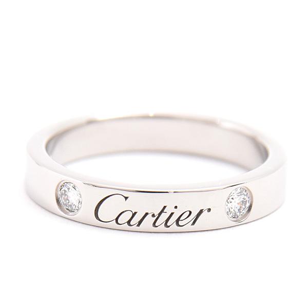 カルティエ 指輪 レディース エングレーブド 2Pダイヤ リング 47号 実寸7号 プラチナ Cartier PT950 中古