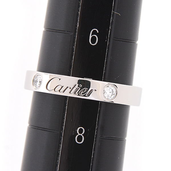 カルティエ 指輪 レディース エングレーブド 2Pダイヤ リング 47号 実寸7号 プラチナ Cartier PT950 中古