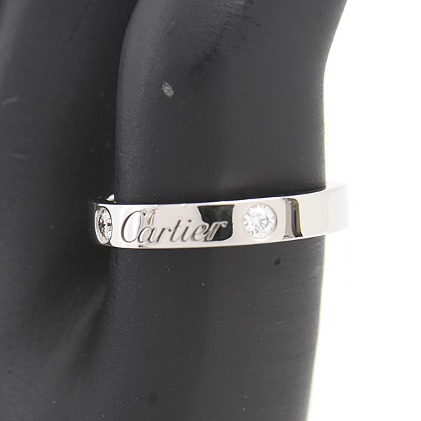 カルティエ 指輪 レディース エングレーブド 2Pダイヤ リング 47号 実寸7号 プラチナ Cartier PT950 中古