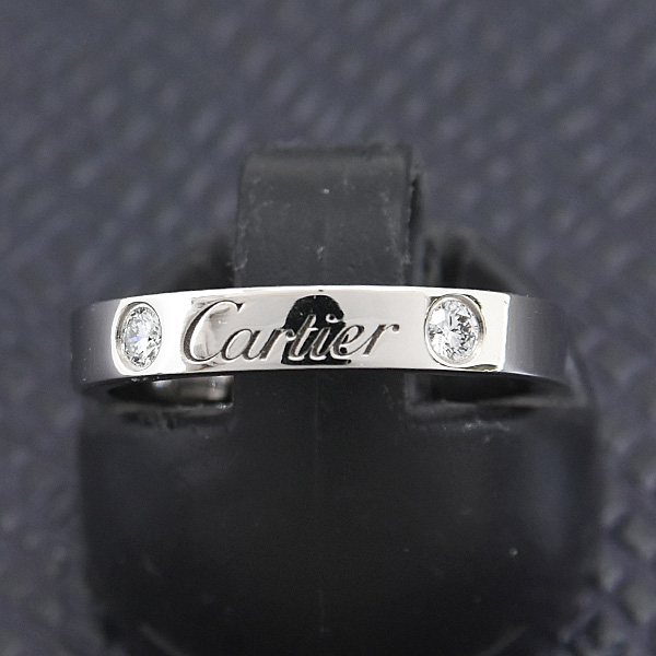 カルティエ 指輪 レディース エングレーブド 2Pダイヤ リング 47号 実寸7号 プラチナ Cartier PT950 中古