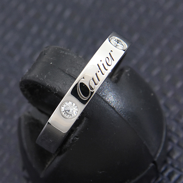 カルティエ 指輪 レディース エングレーブド 2Pダイヤ リング 47号 実寸7号 プラチナ Cartier PT950 中古