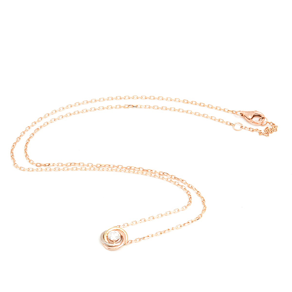カルティエ ネックレス レディース トリニティ 1Pダイヤモンド ペンダント ゴールド Cartier 750YG×WG×PG 中古