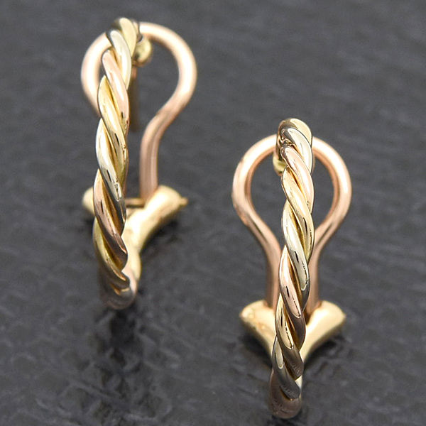 カルティエ ピアス レディース トリニティ ツイスト フープ ゴールド Cartier 750YG×WG×PG 中古