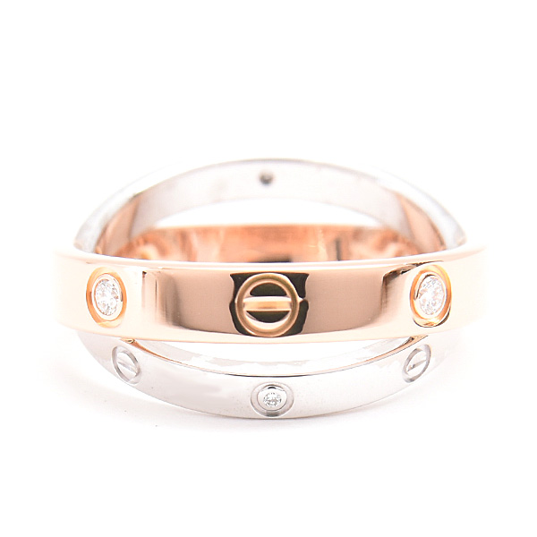 カルティエ 指輪 レディース 6Pダイヤ ビーラブ リング 49号 実寸9.5号 ゴールド 750WG×PG Cartier 中古