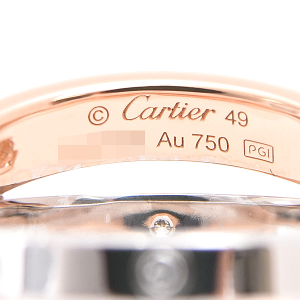 カルティエ 指輪 レディース 6Pダイヤ ビーラブ リング 49号 実寸9.5号 ゴールド 750WG×PG Cartier 中古