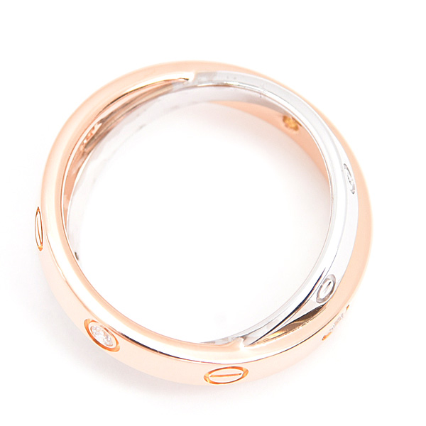 カルティエ 指輪 レディース 6Pダイヤ ビーラブ リング 49号 実寸9.5号 ゴールド 750WG×PG Cartier 中古