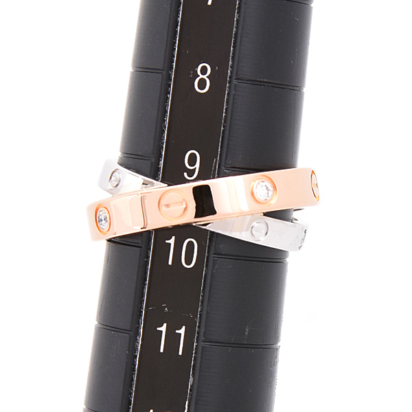 カルティエ 指輪 レディース 6Pダイヤ ビーラブ リング 49号 実寸9.5号 ゴールド 750WG×PG Cartier 中古