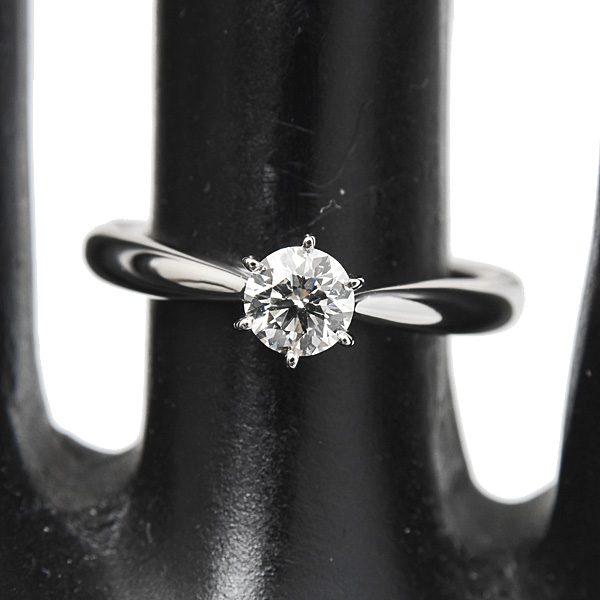 タサキ 指輪 レディース ピアチェーレ ソリティア ダイヤモンド リング 立爪 10号 D0.30ct H-VS2-3EX プラチナ TASAKI PT950 中古