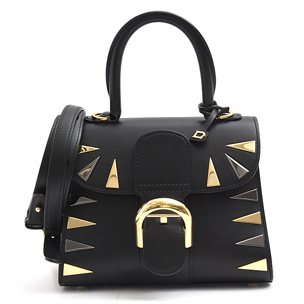 デルヴォー バッグ レディース ブリヨン ミニ ファイヤーワークス 2WAY ハンドバッグ レザー ブラック Delvaux 中古