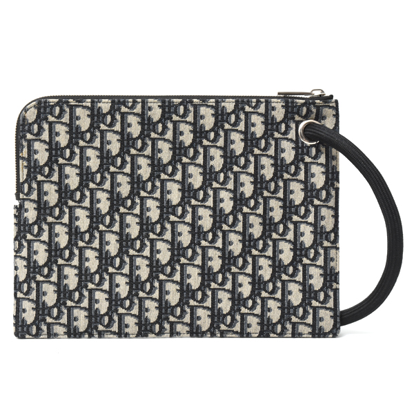 ディオール バッグ メンズ クラッチバッグ セカンドバッグ オブリーグ ジャガード レザー ネイビー Dior 中古